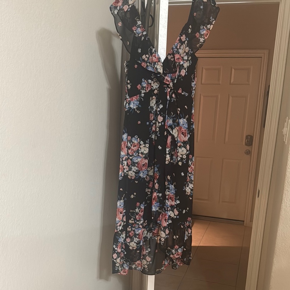 Lily Rose Black and Pink Floral High Low Dress